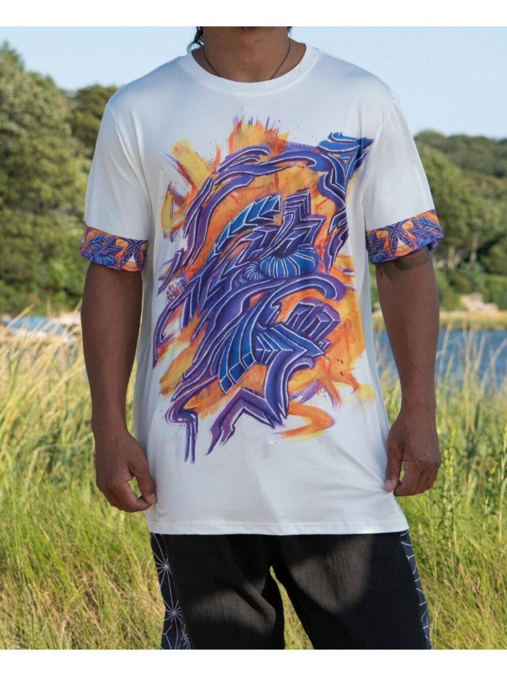 Blackzen Contaminant Graphic White T-shirt Men's Streetwear Grunge Y2K Small